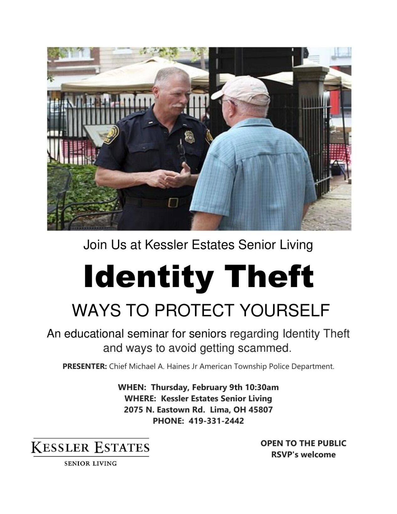Kessler Estates Senior Living Identity Theft Flyer