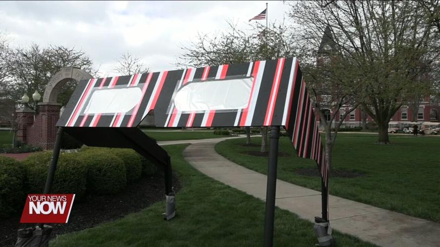 Giant eclipse glasses built for Monday's viewing party at the University of Findlay