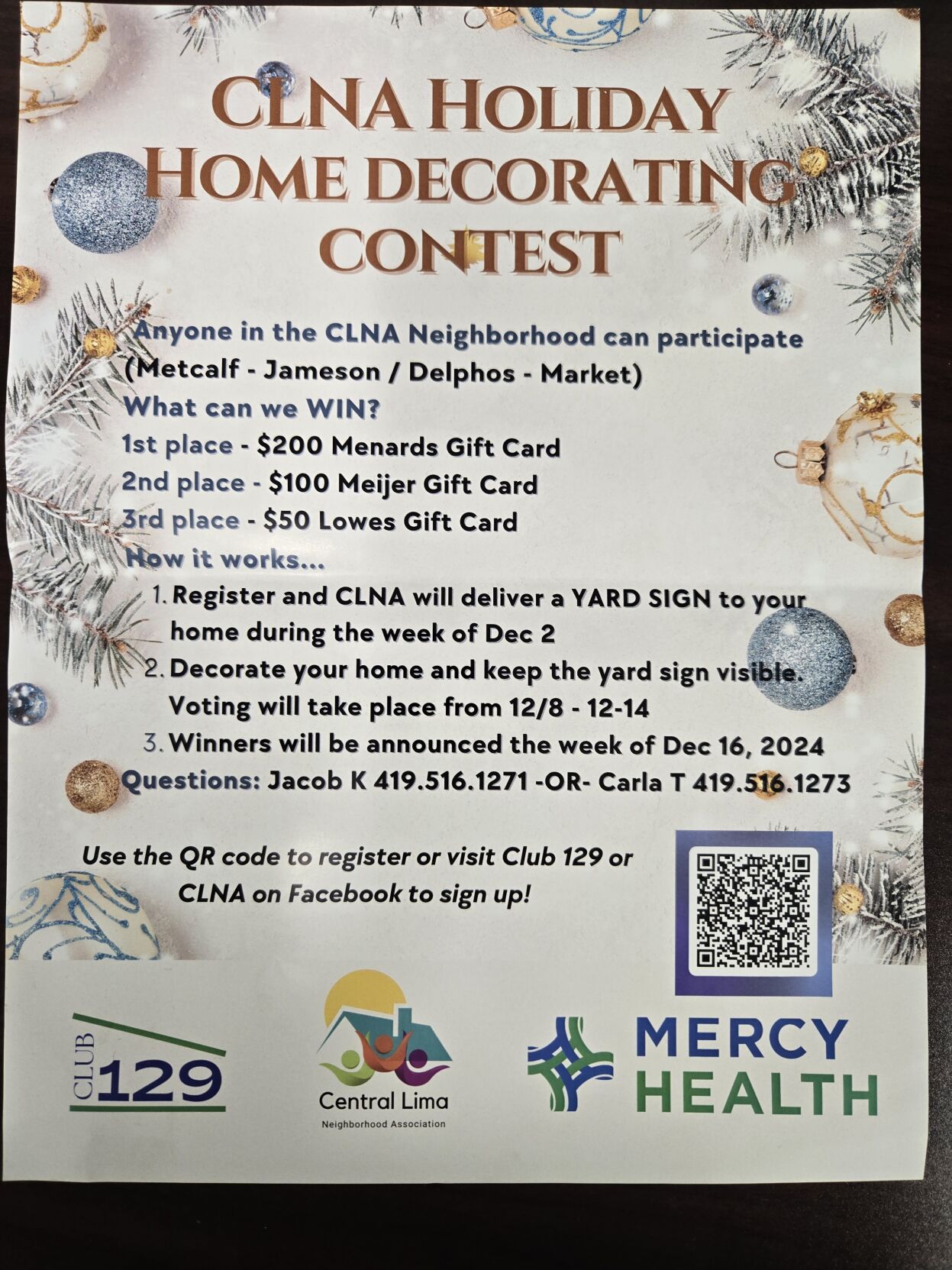 Central Lima Neighborhood Association Flyer