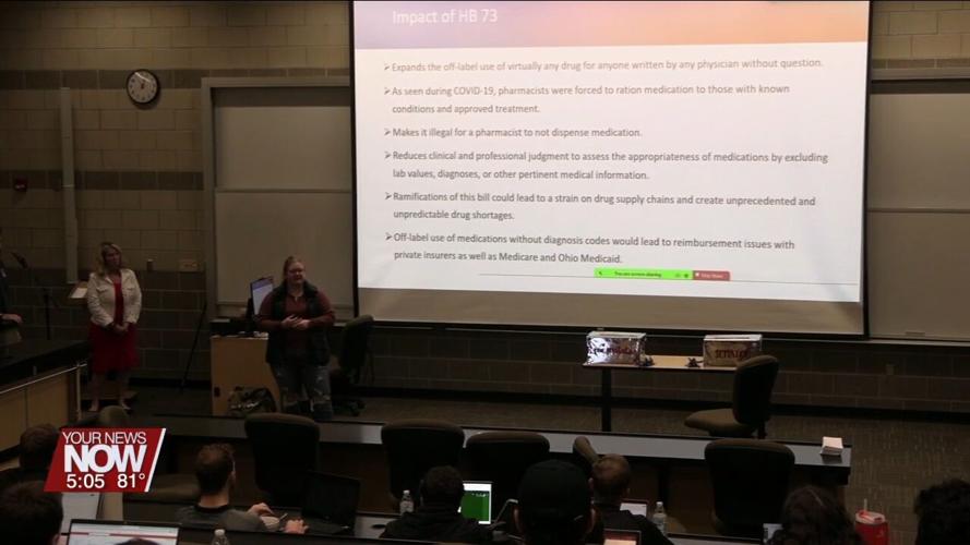 Pharmacy students at the University of Findlay write letters concerning two proposed bills