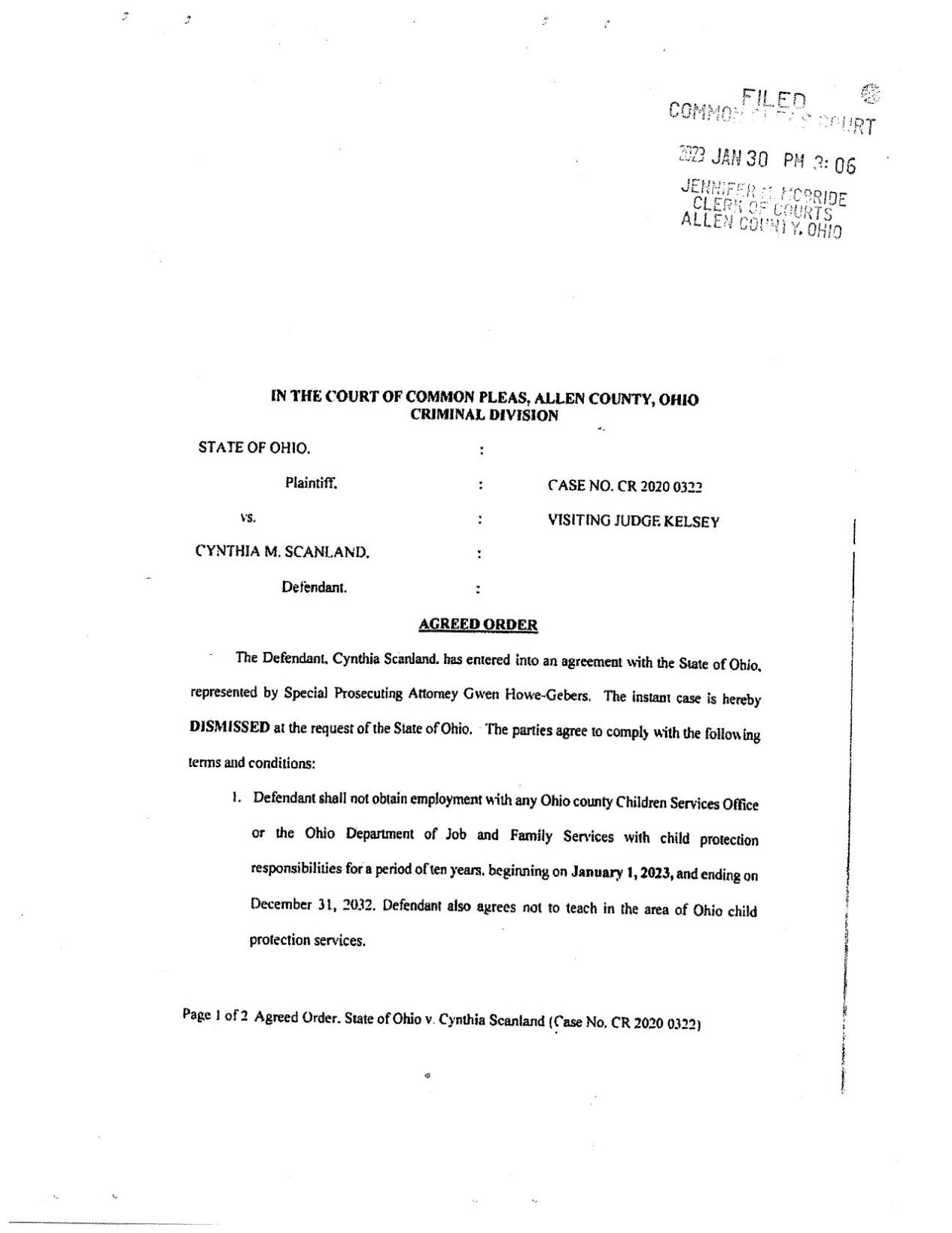 Agreed Order with Cynthia Scanland PDF