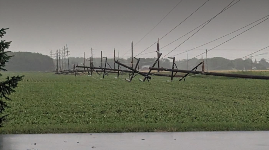 Downed power poles in Van Wert