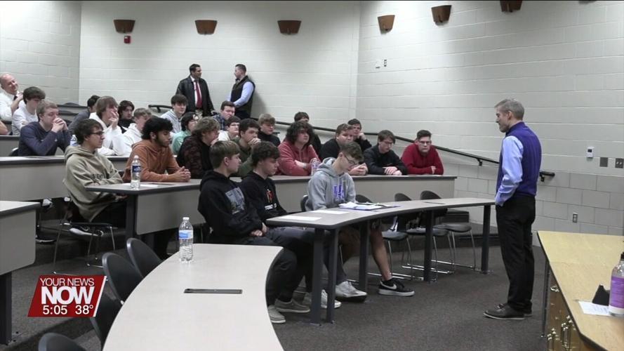 Congressman Jim Jordan visits Minster High School to speak with students