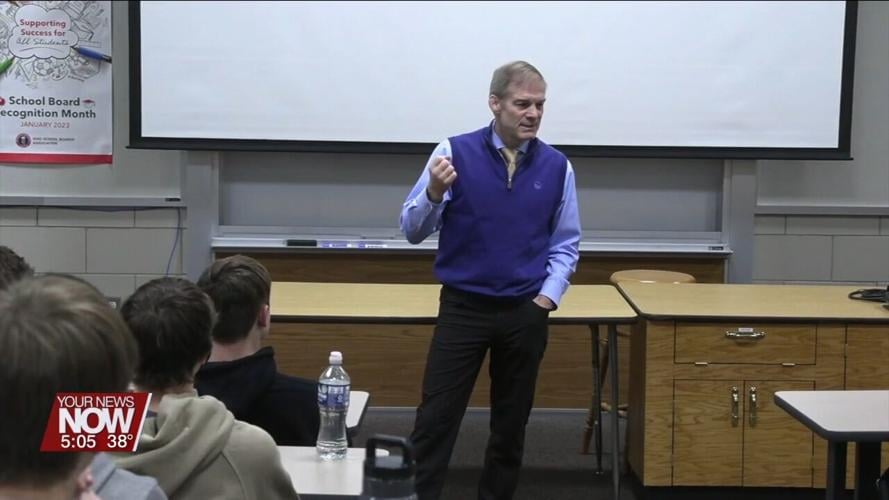 Congressman Jim Jordan visits Minster High School to speak with students