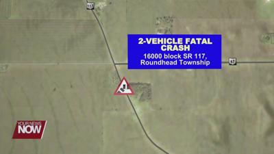 A Columbus man dies in a two-vehicle crash in Hardin County on Monday