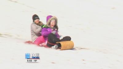 Sledding fun at Faurot Park