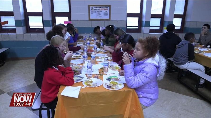 Lima City School's "Sparty Friends" celebrating Thanksgiving and enjoying each others company.