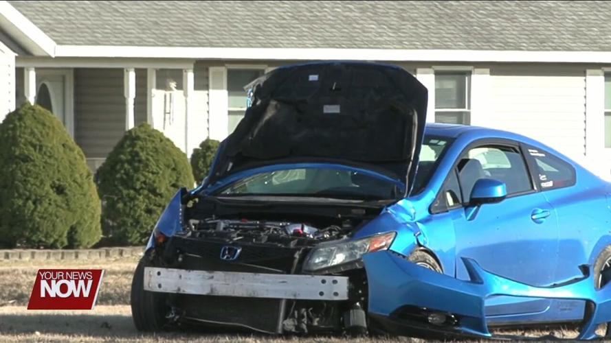 Car accident on Gomer brings down power pole, power lines, transformer