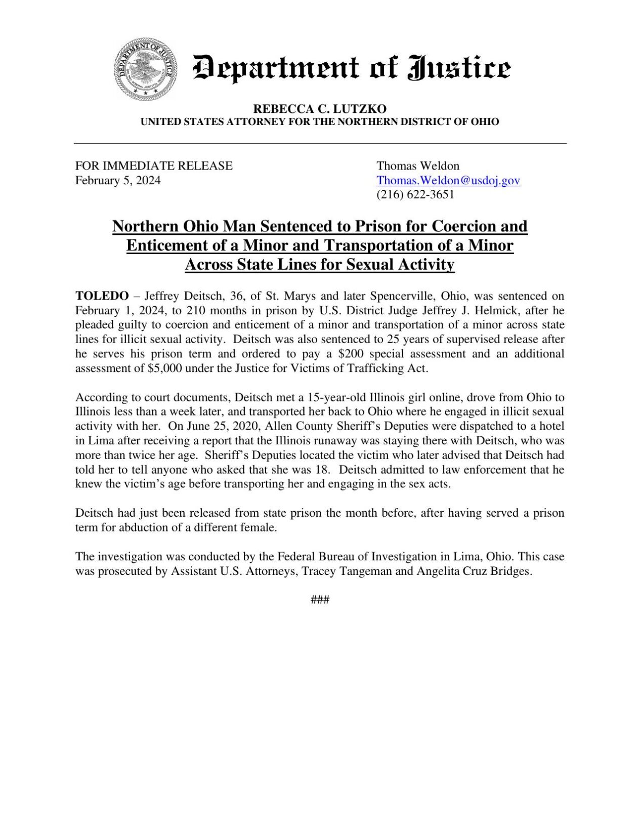 Deitsch Sentencing Press Release.pdf
