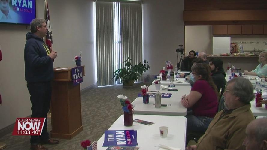 Democratic Senate candidate Tim Ryan talking to voters in Celina and Van Wert