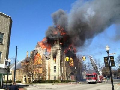 Ada First United Methodist Church on Fire