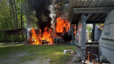 American Township Fire Department responds to campers on fire at Sandy Point Campground