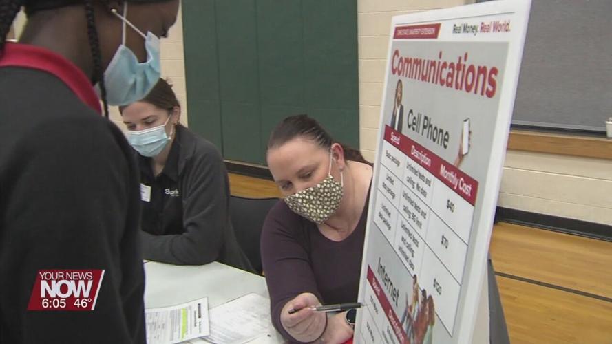 Lima Senior DECA students teaching West Middle School students about financial literacy