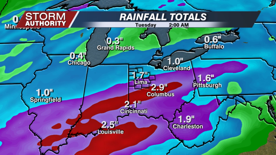 Rain Totals Through Monday Night