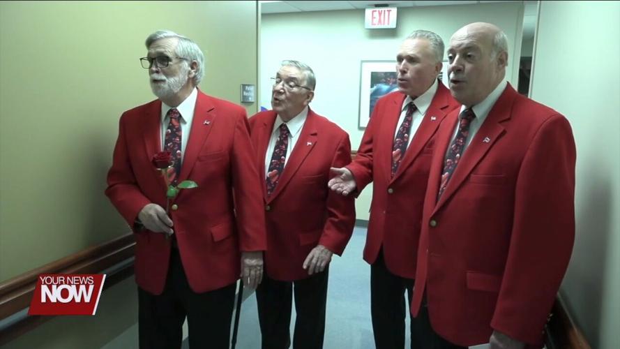 A son surprises his mom at Mercy Health-St. Rita's with a Lima Beane Chorus Singing Valentine