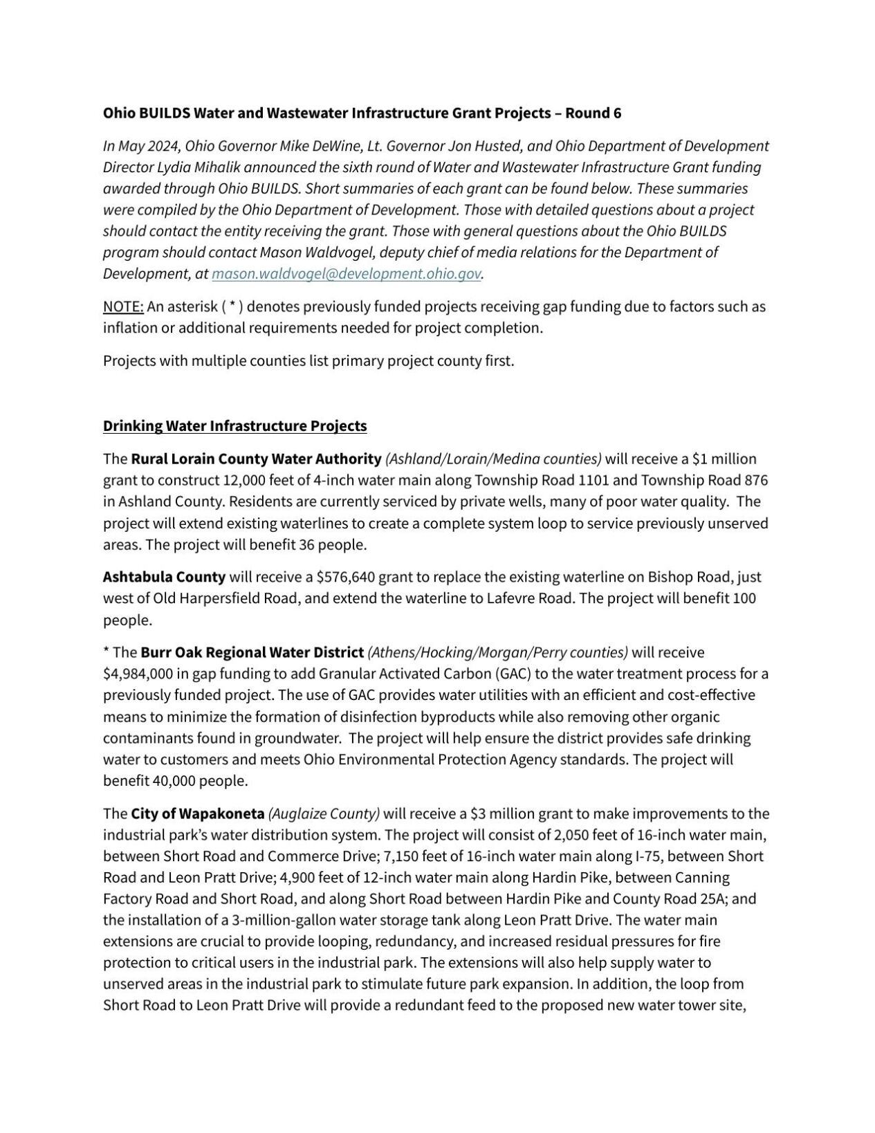 2024 0531 Water Wastewater Round 6 Project Descriptions - FINAL.pdf