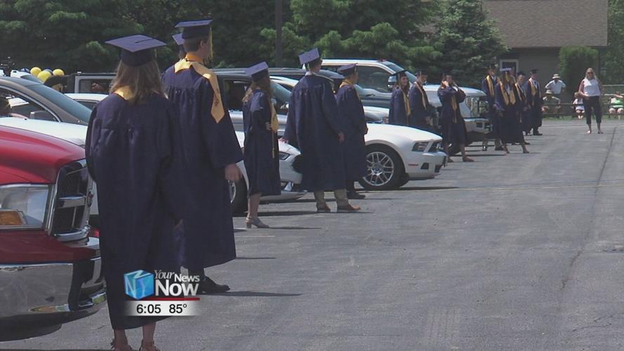 Ottawa Glandorf High School class of 2020 walks the stage for a "drive-in" ceremony