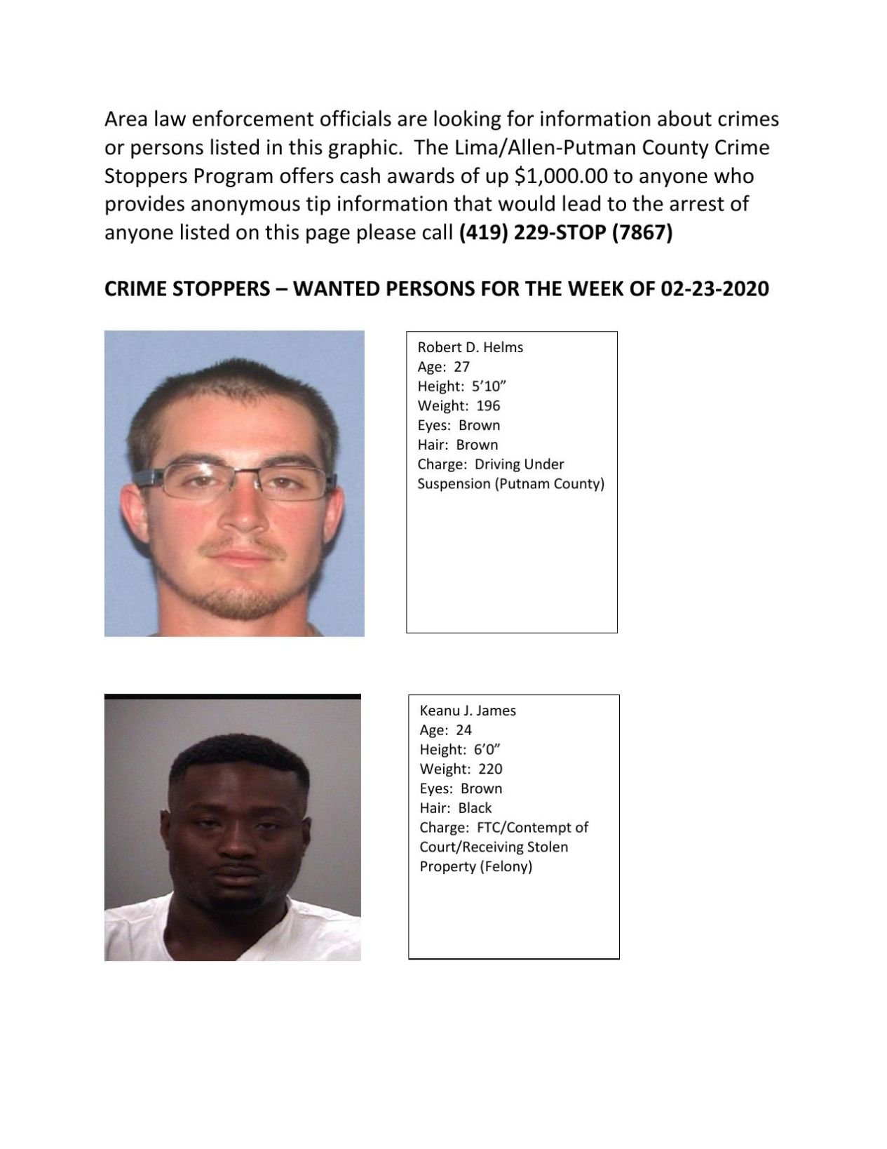 Crime Stoppers Wanted List For The Week Of 02 23 2020 News   5e4de2d9abd73.preview 