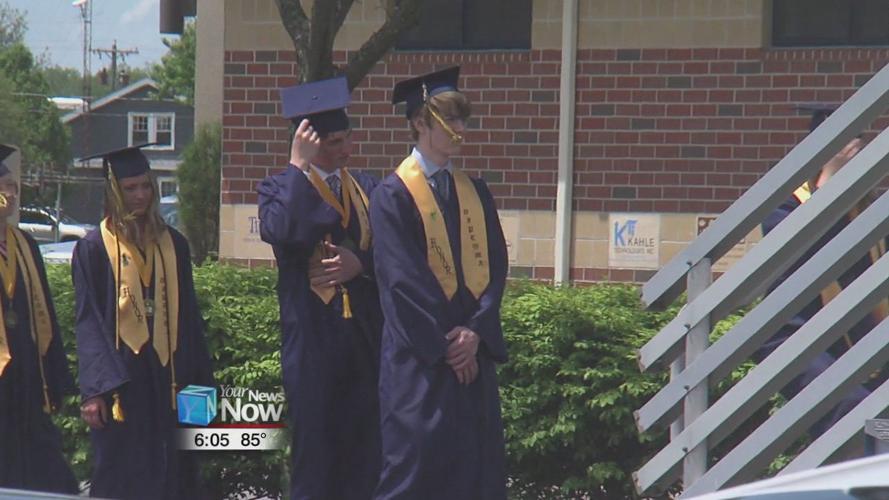 Ottawa Glandorf High School class of 2020 walks the stage for a "drive-in" ceremony