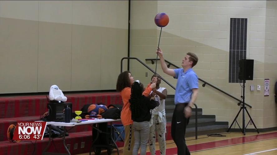 Jim "Basketball" Jones visits Perry Elementary for some sportsthemed activities supporting