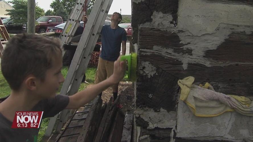 Cridersville Historical Society making repairs to Daniel Bowsher Log Home