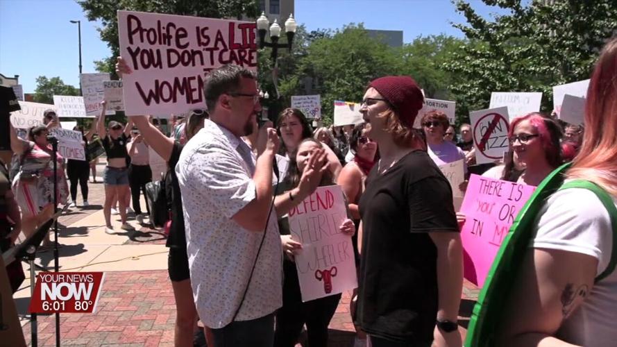 Protest in town square brings pro-choice supporters out