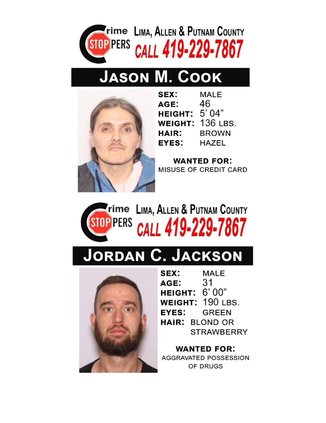 Lima/Allen-Putnam County Crime Stoppers Wanted Persons of the Week - October 6, 2025
