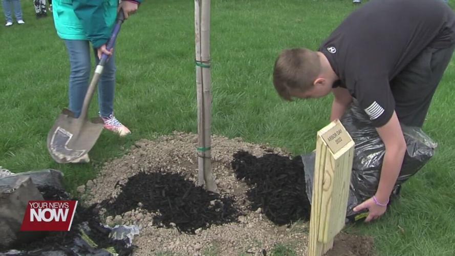 Students at St. Charles School celebrating Arbor Day