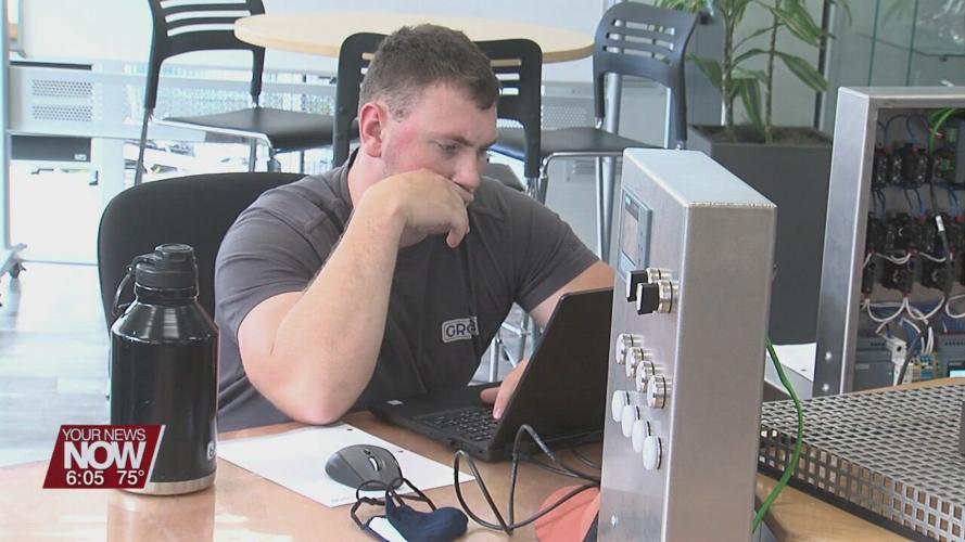 Ohio Means Jobs of Allen and Hancock County present check to Grob Systems