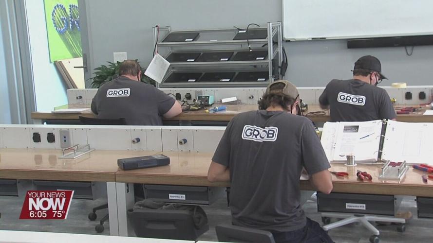 Ohio Means Jobs of Allen and Hancock County present check to Grob Systems