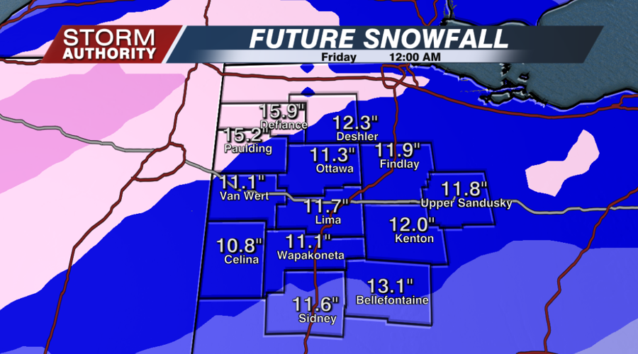 12AM Friday Snowfall