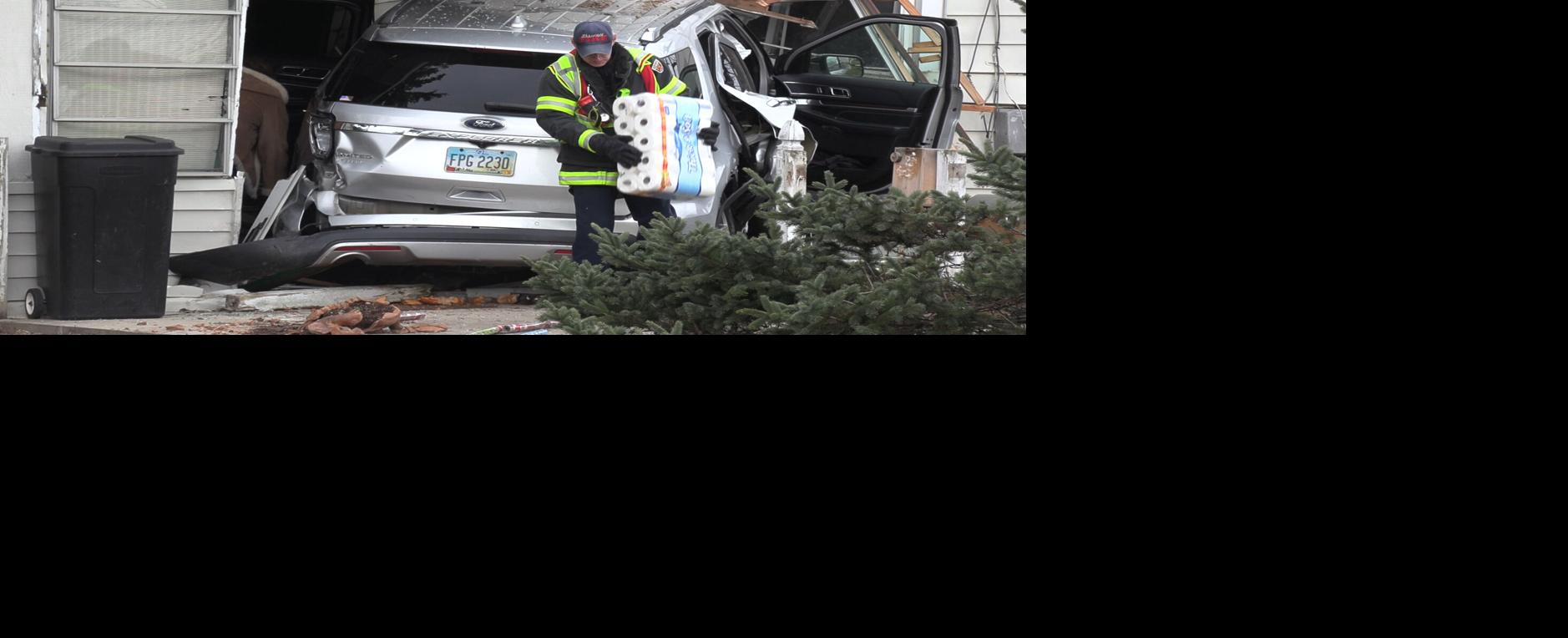 SUV collides into a Shawnee Township home after three-vehicle crash