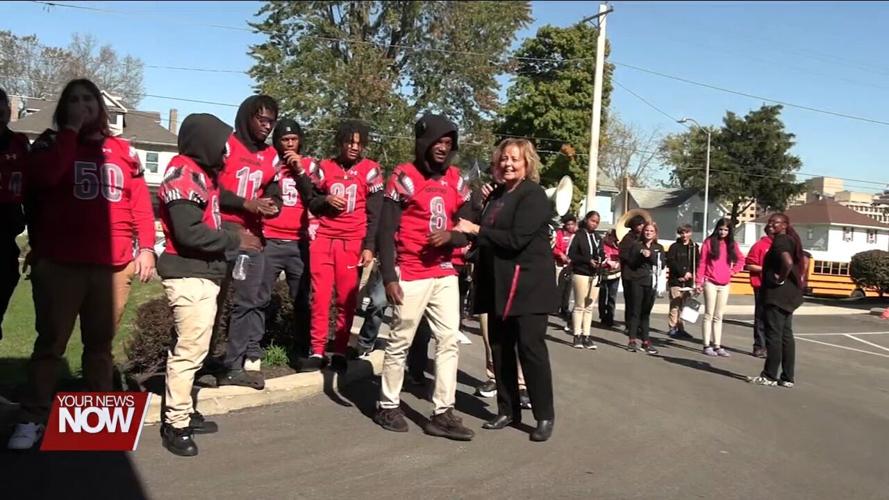 Springview Manor residents and staff cheer on Lima Senior Spartans with a pep rally
