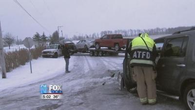 Slick conditions cause accident at intersection of Wapak and Allentown roads