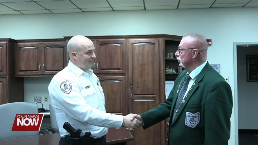 Shawnee Police Department gets a donation from the Lima Fraternal Order of Eagles