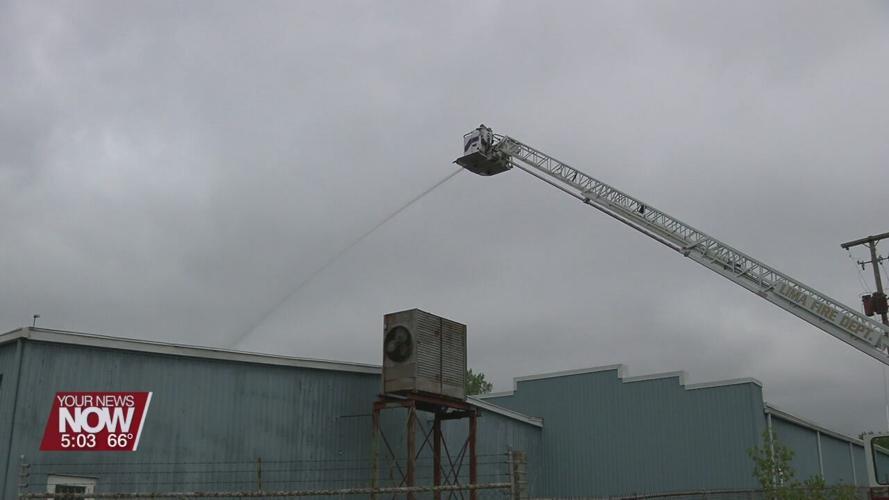 Lima Fire Department battles a fire at Randall Bearings 1.jpg