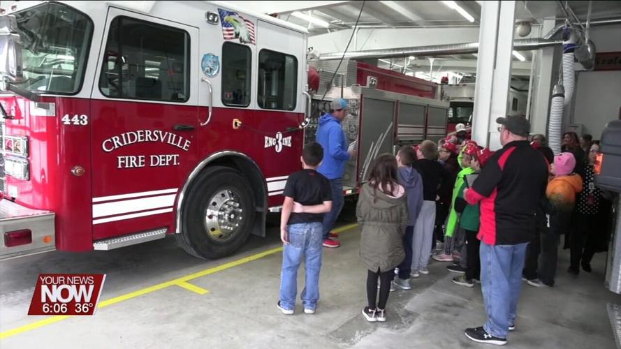 Young Historians get a lesson about Cridersville's fire department and the Great Fire of 1918