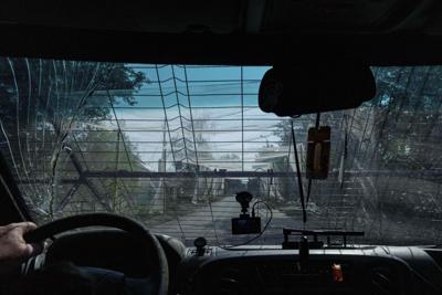 Russia Ukraine War - police van with anti-drone nets