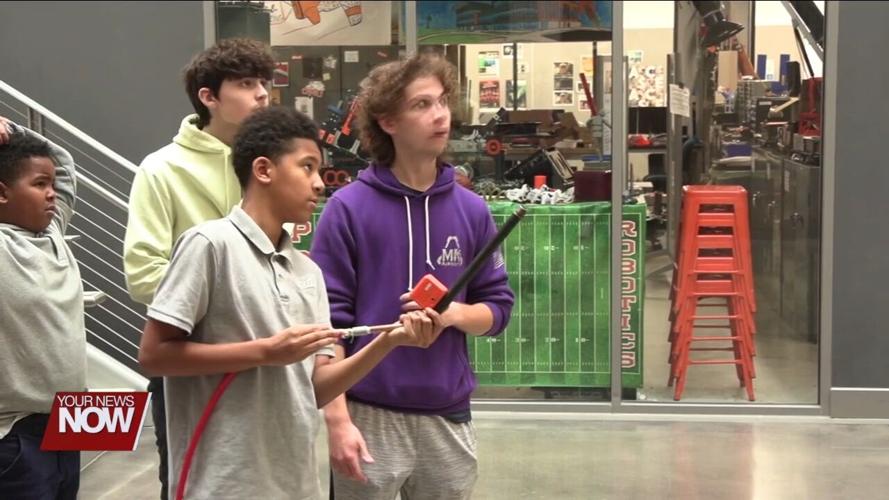 Students at Heir Force Community School take part in some engineering