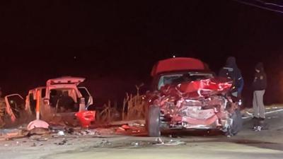 7 people injured in a two vehicle crash north of Waynesfield Friday night