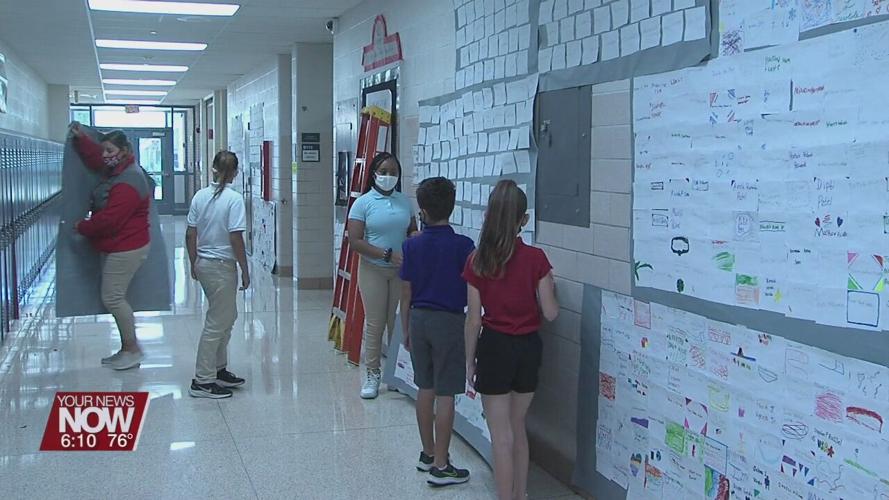 Lima North Middle School 5th graders build a memorial after learning about 9/11