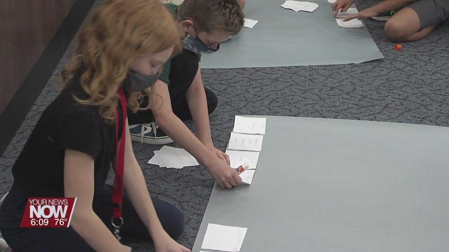 Lima North Middle School 5th graders build a memorial after learning about 9/11