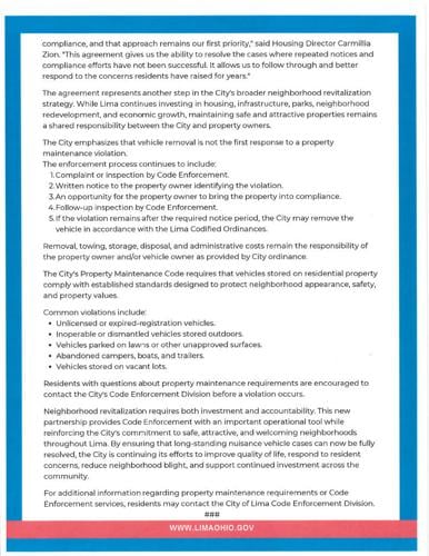LIma nuisance vehicle press release part 2