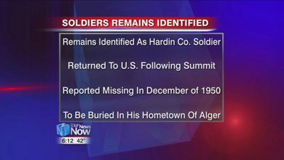 Remains of Korean War soldier to be buried in his hometown