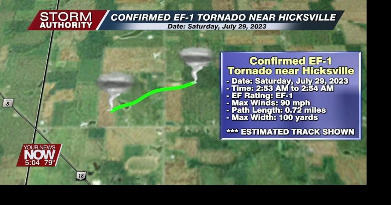 National Weather Service confirms EF1 tornado touched down Saturday morning near Hicksville
