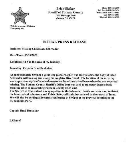 Putnam County Press Release