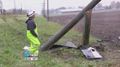Driver strikes telephone pole on 309