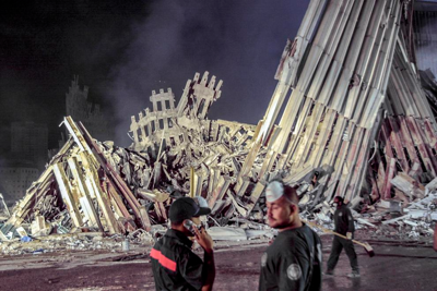 First responders work at ground zero after Sept.11 attacks