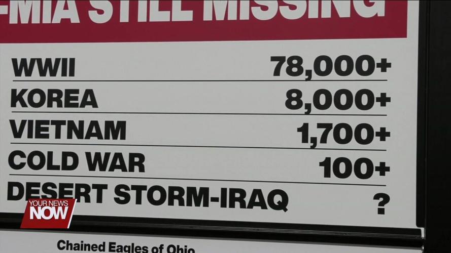 Chained Eagles of Ohio replaces MIA-POW sign and puts up flagpole on Conant Road