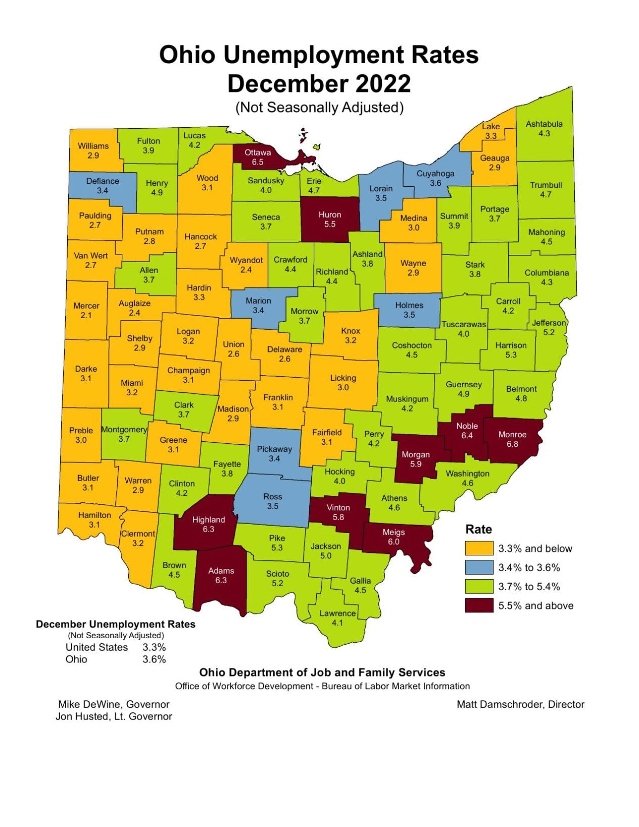 Ohio Unemployment Rates for December PDF